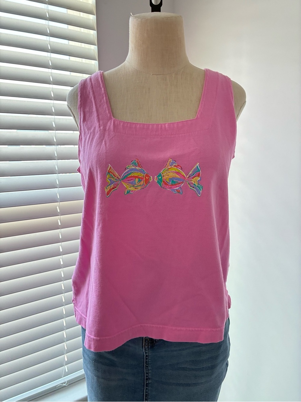 Fresh Produce Women's Cotton Boxy Pink Fish Tank Top